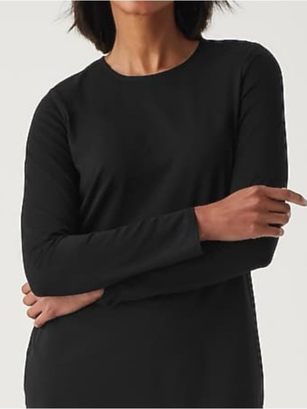 Pure Jjill Black Long Sleeve Shirttail Tee Shirt Size Large Petite